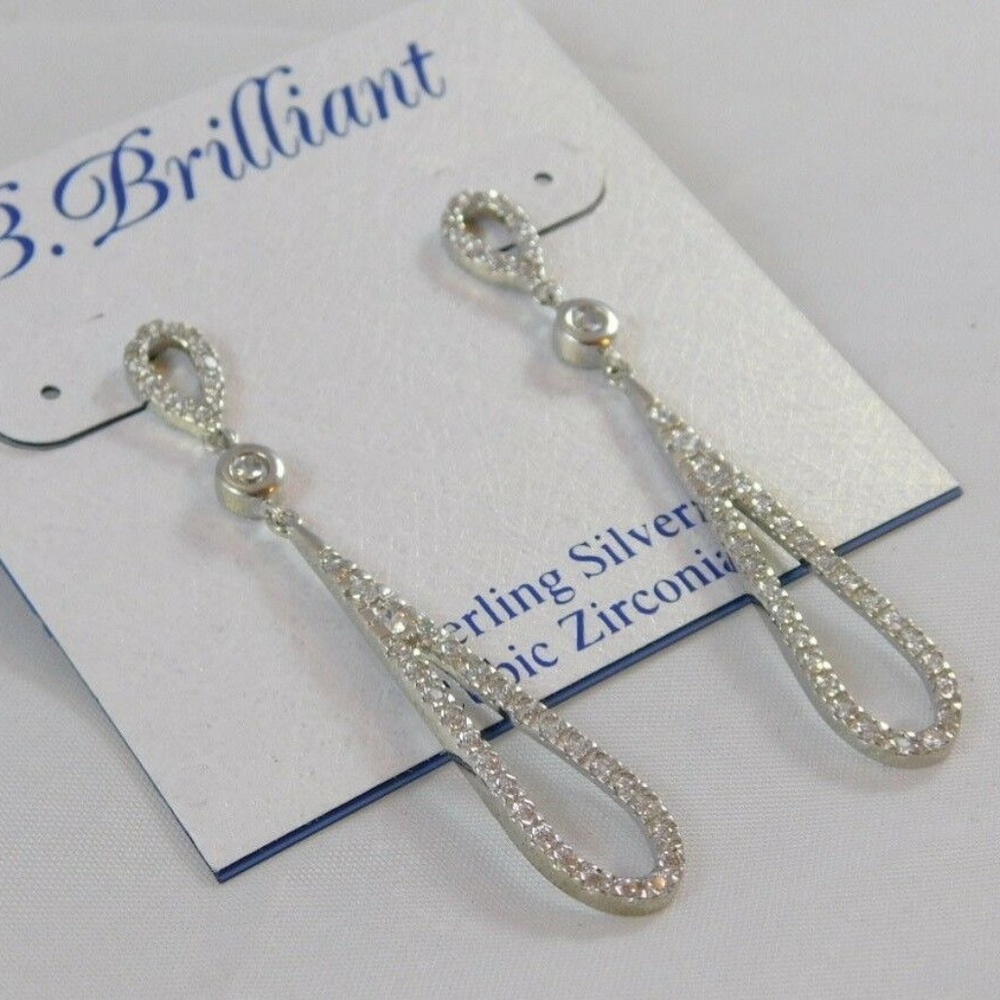 BRILLIANT STERLING SILVER PAVE TEARDROP EARRINGS